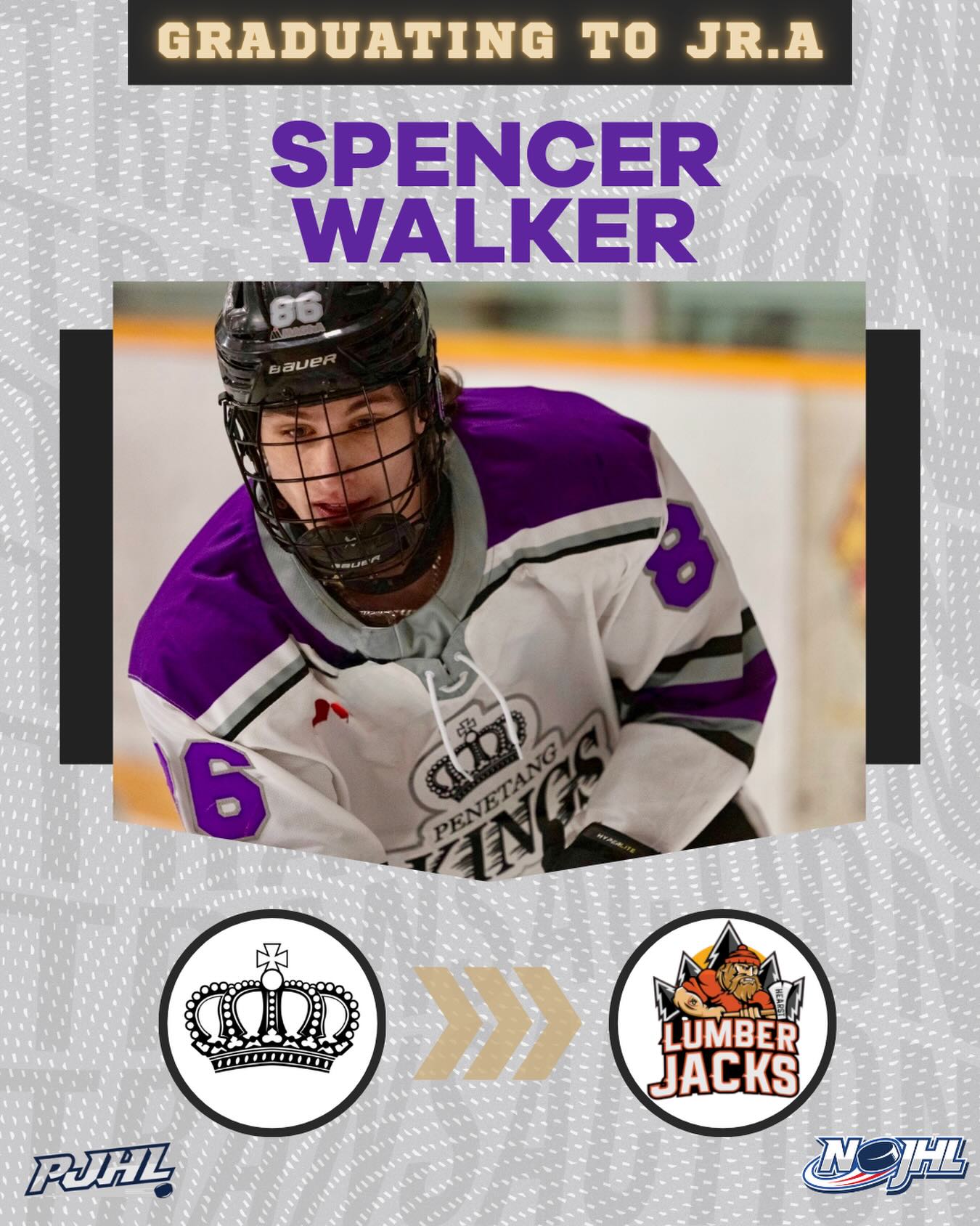 The Penetang Kings are proud to announce that Spencer Walker is taking the next step in his hockey career, joining the Hearst Lumberjacks of the NOJHL for the 2026–27 season.

Spencer made an impact during his time in purple, and we’re proud to see him earn the opportunity to continue his development at the Junior A level.

“I’m really grateful for my time with the Kings. It was a great experience being part of such a good group of guys, and I really appreciated the support from the fans and everyone involved with the team.”

Watching players grow, develop and earn opportunities to move forward is an important part of junior hockey, and we’re excited to see what comes next for Spencer.

Congratulations, Spencer, and thank you for everything you brought to the Kings. Best of luck in Hearst this season. 

#penetangkings #penetangkingsalumni