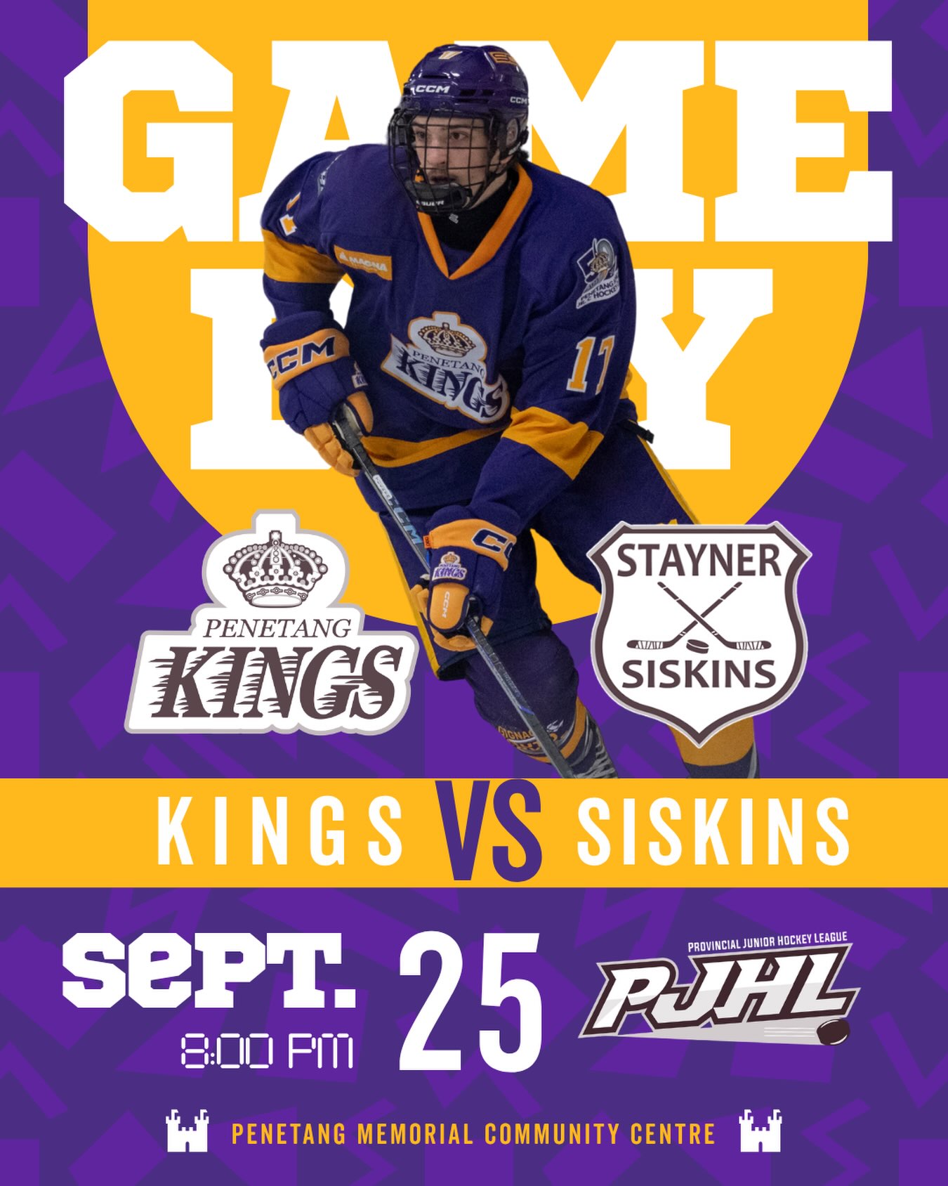 IT’S GAME DAY!

The Stayner Siskins are coming to The Castle tonight for an 8:00 PM puck drop!

A few things to know before you arrive:
• We are a cash-only location
• A cash bar will be open upstairs in the lounge

#PenetangKings #PJHL #50thseason #gamedaypurple #hometownhockey